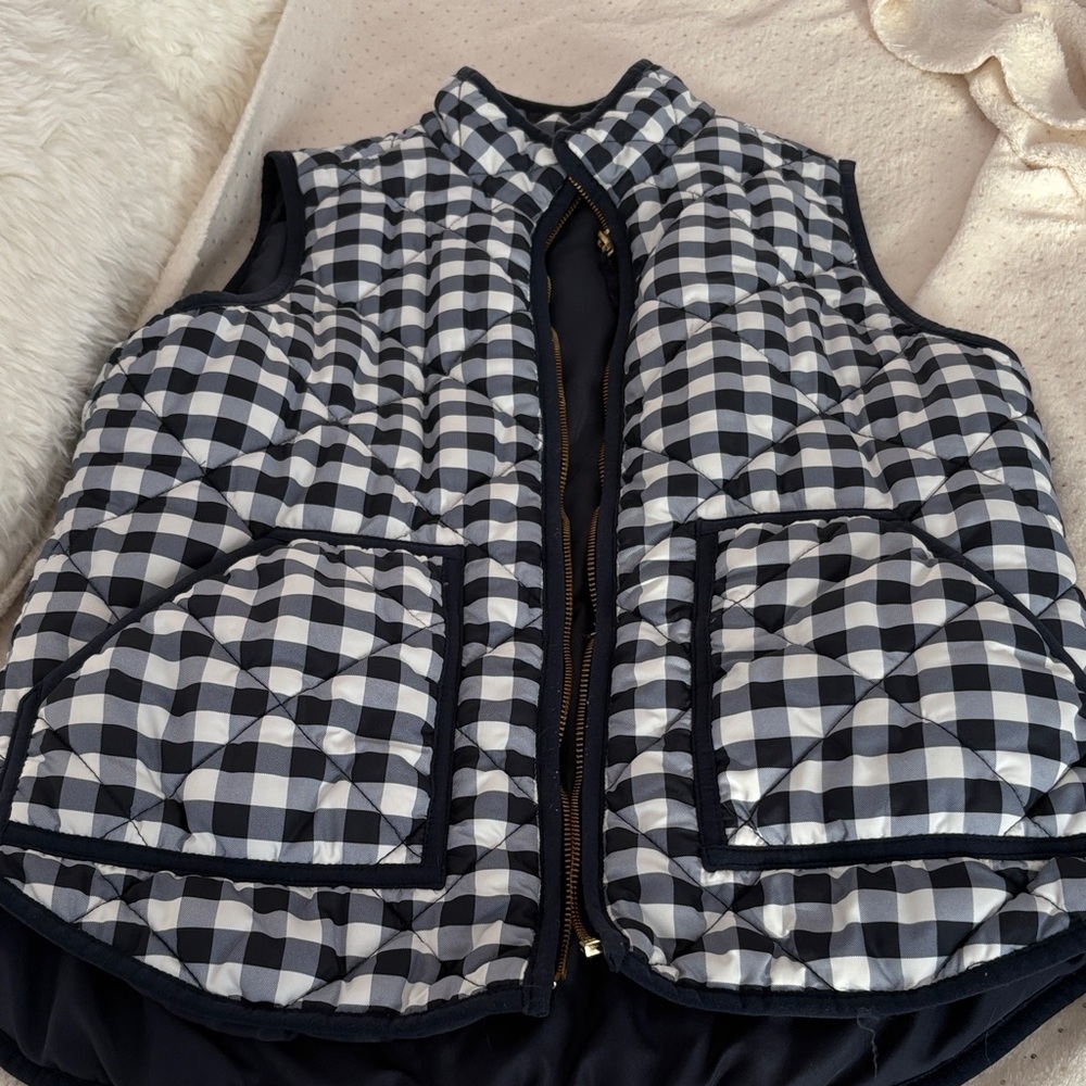 J. Crew Blue and White Checkered Vest